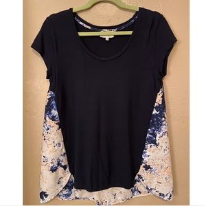 Navy Contrast Watercolor Tee from Deletta